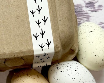 Cinta adhesiva para cartones de huevos Chicken Tracks - Etiquetas para huevos frescos de granja