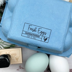 Fresh Eggs Vintage Style Egg Carton Stamp - Farm Stamp - Colored Egg Cartons - Chickens Fresh Eggs - Egg Packaging - Chicken Lover Gift Idea