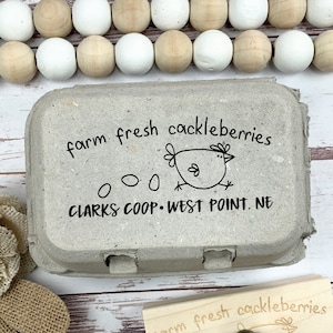 CUSTOM Egg Carton Stamp - Chicken Egg Carton - Fresh Eggs - Egg Carton Label - Chickens - Cackleberries - Chicken Coop - FarmhouseMaven