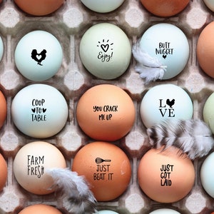 2 for 20 Mini Egg Stamp - SALE - Mix & Match - Farm Fresh Eggs Stamp - Chicken Egg Stamp Chicken Lover FarmhouseMaven - Hen Stamp - Gift