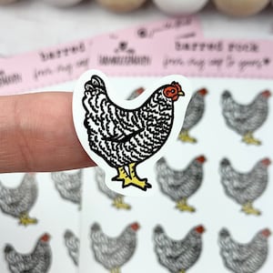 Barred Rock Chicken Stickers- Egg Carton Stickers - Black and White Chicken Sticker - Cute Chicken Stickers - Gift Idea