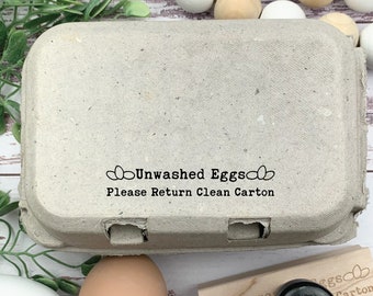 Unwashed Eggs Please Return Carton Egg Carton Stamp - Fresh Eggs - Chickens - Custom Egg Carton Stamp - FarmhouseMaven - Chicken Lover Gift