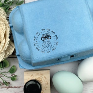 Funny Chicken Face Egg Carton Date Stamp - Fresh Eggs - Crazy Chicken Lady - Egg Carton Stamp - FarmhouseMaven - Personalized Egg Carton