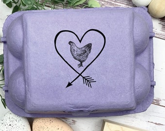 Chicken Arrow Heart Egg Carton Stamp - Backyard Chickens - Custom Egg Carton Stamp - Chicken Lover Gift - Personalized Egg Carton Stamp