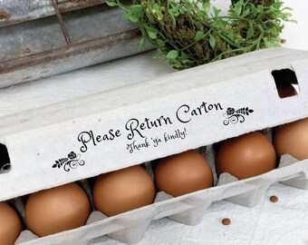 Please Return Carton Stamp - Egg Carton Stamp -  Egg Carton Return - Egg Stamp - Chickens - Egg Stamp - Chicken Gift - FarmhouseMaven