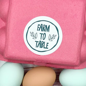 Farm to Table Egg Carton Sticker- Fresh Eggs - Egg Carton Sticker - Backyard Chickens - Chicken Lover Gift Idea - Custom Label