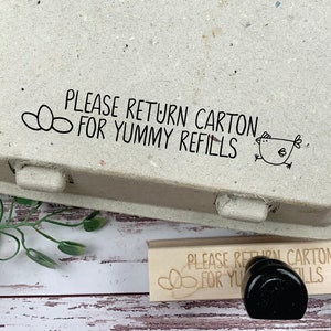 Please Return Carton for Refills - Egg Carton Stamp - Fresh Eggs - Chickens - Farm Stand - Silkie - FarmhouseMaven - Chicken Lover Gift Idea