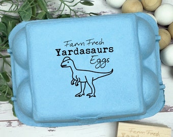 Yardasaurs Egg Carton Stamp - Dino Egg Carton Stamp - Kids Egg Cartons Stamp - Cute Kids Eggs Cartons - Farm Fresh Eggs - Backyard Chickens