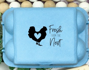 Fresh From the Nest Egg Carton and Tag Stamp - Chicken Babies - Egg Cartons - Farm Fresh Eggs - Chicken Coop - Farm Fresh Eggs Stamp  Market