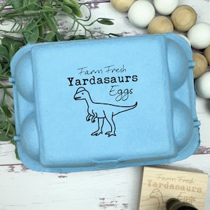 Yardasaurs Egg Carton Stamp - Dino Egg Carton Stamp - Kids Egg Cartons Stamp - Cute Kids Eggs Cartons - Farm Fresh Eggs - Backyard Chickens