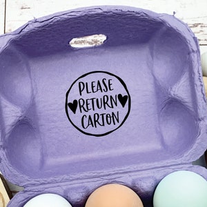Please Return Egg Carton Stamp - Cute Egg Carton Stamp - Pretty Egg Carton Stamp - Chicken Lover Gift Idea - Raising Backyard Chickens