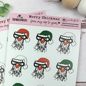 Christmas Chicken Face Stickers - Egg Carton Stickers - Chicken Planner Sticker - Cute Chicken Stickers - Hen - Gift Idea