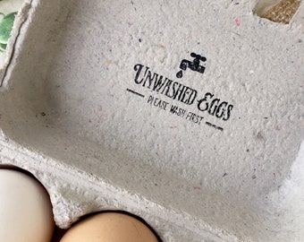 Unwashed Eggs Carton Stamp - Egg Carton Stamp - Egg Carton Label - Egg Stamp - Chickens - Egg Stamp - FarmhouseMaven - Chicken Lover Gift