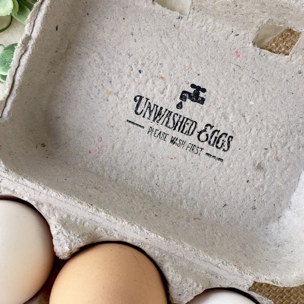 Unwashed Eggs Carton Stamp - Egg Carton Stamp - Egg Carton Label - Egg Stamp - Chickens - Egg Stamp - FarmhouseMaven - Chicken Lover Gift
