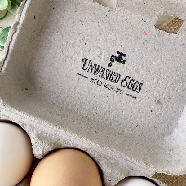 Unwashed Eggs Carton Stamp – Farm Fresh Egg Label, Wash First