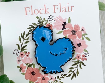 Cute Chicken Pin - Blue Silkie Enamel Pin - Silkie Chicken Accessory - Funny Chicken Pin - Chicken Lady Gift Idea - Chicken Book Bag