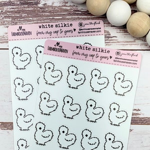 Silkie Chicken Stickers - Egg Carton Stickers - Chicken Planner Sticker - Cute Chicken Stickers - Hen Sticker - Gift Idea