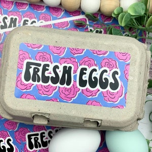CLEARANCE - 500 Count Egg Carton Label - Egg Carton Stickers - Farm Label - Farm Fresh Stickers - Egg Carton Sticker - Fresh Egg Sticker