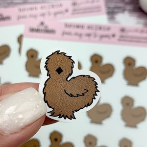 Brown Silkie Chicken Stickers - Cute Silkie Stickers - Cute Chicken Stickers - Brown Chicken - Fresh Egg Carton Stickers