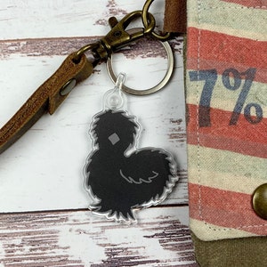 Cute Chicken Keychain - Black Silkie Chicken - Gray Silkie Accessories - Chicken Lover Gift Idea - FarmhouseMaven  - Christmas Gift Idea