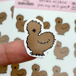 Brown Silkie Chicken Stickers - Cute Silkie Stickers - Cute Chicken Stickers - Brown Chicken - Fresh Egg Carton Stickers