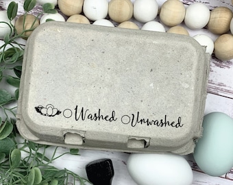 Washed or Unwashed Egg Carton Stamp - Egg Carton Stamp - Custom Egg Carton Stamp - Chicken Lover Gift Idea - Farm Stamp - Chicken Stamp