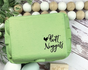 Butt Nuggets Egg Carton Stamp – Chicken Lady Gift, 1.5" Square