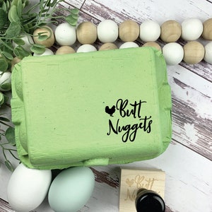 Butt Nuggets Egg Carton Stamp - Hen Stamp - Farm Logo Stamp - Crazy Chicken Lady - Egg Carton Stamp - FarmhouseMaven - Egg Carton