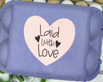Laid with Love Heart Shape Sticker - Pink Egg Carton Stickers - Fresh Eggs Stickers - Egg Carton Stickers - Chicken Lover Gift Idea