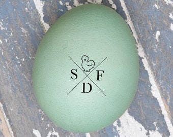 CUSTOM Silkie Mini Egg Stamp with Initials - Mini Stamper for Eggs - Farm Stand - Chicken Lover Gift Idea - Farmhouse Maven - Free Shipping