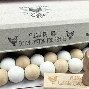 Please Return Clean Carton - Egg Carton Stamp - Fresh Eggs - Chickens - Custom Egg Carton Stamp - FarmhouseMaven - Chicken Lover Gift Idea