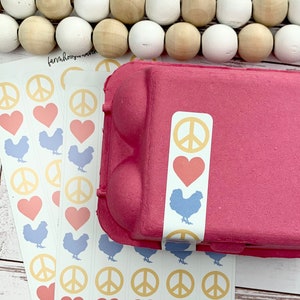 Egg Carton Tape - Peace Love Chicken - Egg Carton Label - Custom Egg Cartons - Chicken Lover Gift idea - Duck Egg Carton - Stocking Stuffer
