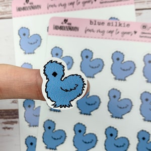 Blue Silkie Sticker - Cute Silkie - Egg Carton Stickers - Chicken Planner Sticker - Silkie Chicken - Eggs Sticker - Silkie Lover Gift - Pink