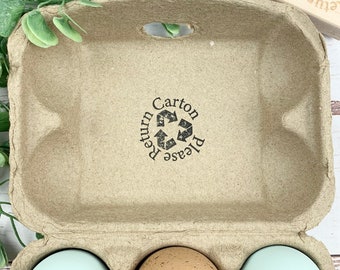 Please Return Carton - Egg Carton Stamp - Egg Carton Label - Wood Stamp - Chickens - Fresh Eggs - FarmhouseMaven - Chicken Lover Gift