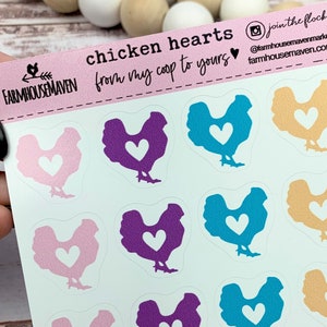 Rainbow Chicken Heart Stickers - Egg Carton Stickers - Chicken Planner Sticker - Cute Chicken Stickers - Egg Stamper
