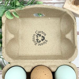 Please Return Carton - Egg Carton Stamp - Egg Carton Label - Wood Stamp - Chickens - Fresh Eggs - FarmhouseMaven - Chicken Lover Gift