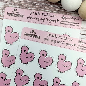 Silkie Stickers - Pink Silkie - Egg Carton Stickers - Chicken Planner Sticker - Silkie Chicken - Eggs Sticker - Silkie Lover Gift - Pink