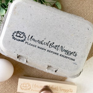 Unwashed Butt Nuggets Carton Stamp - Egg Carton Stamp - Fresh Eggs - Chickens - FarmhouseMaven - Chicken Lover Gift Idea