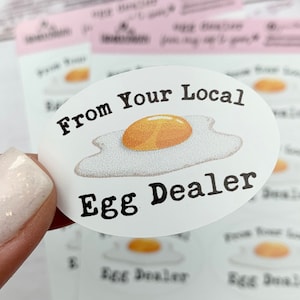 Egg Dealer Egg Carton Stickers - Cute Chicken Stickers - Farmers Market Fresh Eggs Stickers - Funny Chicken Stickers - Farm