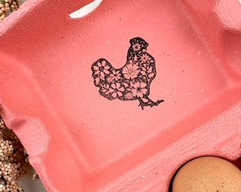 Flower Chick Egg Carton Stamp - 2" x 2" Farm Fresh Eggs
