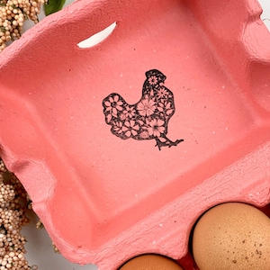 Egg Carton Stamp - Flower Chick - Egg Stamp - Egg Carton - Chickens - Fresh Eggs - Chicken Lady  Custom Egg Cartons  Chicken Lover Gift Idea