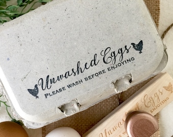 Unwashed Eggs Carton Stamp - Egg Carton Stamp - Fresh Eggs - Chickens - Custom Egg Carton Stamp - FarmhouseMaven - Chicken Lover Gift Idea