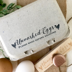 Unwashed Eggs Carton Stamp - Egg Carton Stamp - Fresh Eggs - Chickens - Custom Egg Carton Stamp - FarmhouseMaven - Chicken Lover Gift Idea