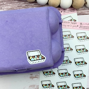 Rainbow Egg Stickers - Free Shipping - Egg Carton Stickers - Chicken Planner Sticker - Eggs Sticker - Chicken Lover Gift - FarmhouseMaven