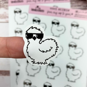 Cool Silkie Chicken Stickers Egg Carton Stickers Chicken Planner Sticker Cute Chicken Stickers Hen Sticker Chicken Gift Idea