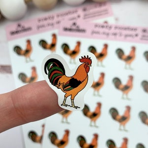 Rowdy Rooster Stickers - Egg Carton Stickers - Cute Chicken Stickers - Rooster Farm Stickers - Chicken Lover Gift Idea