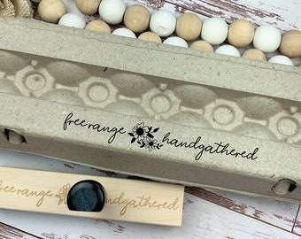 Free Range Handgathered Flowers Egg Carton Stamp - Fresh Eggs - Chickens - Pretty Egg Carton Stamp - FarmhouseMaven - Duck Egg Carton