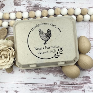 CUSTOM Egg Carton Stamp - Personalized Egg Carton Stamp - Raising Backyard Chickens - Custom Egg Carton Label - Chicken - Chicken Lover Gift