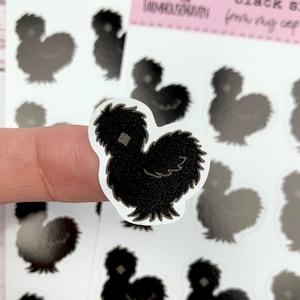 Black Silkie Chicken Stickers Egg Carton Stickers Chicken Planne Cute Chicken Stickers Hen Sticker Silkie Gift Idea