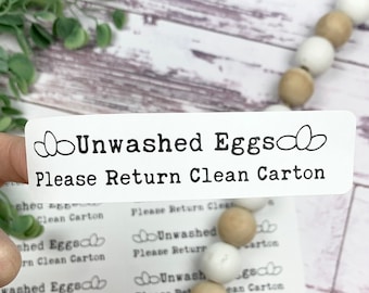 60 Unwashed Washed Egg Carton Stickers - Egg Carton Stickers - Chicken Egg Carton - Selling Eggs - FarmhousesMaven - Chicken Egg Carton
